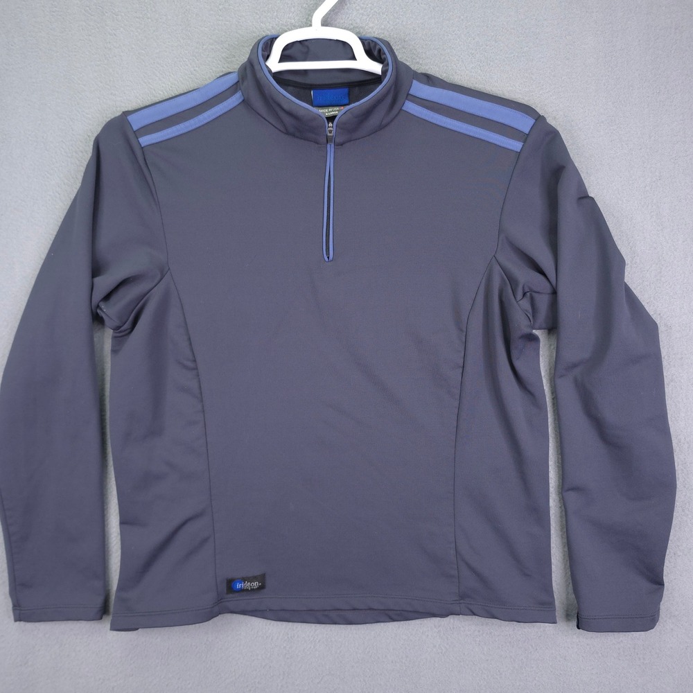 Irideon Riding Wear Quarter Zip Pullover Gray Blue XL Equestrian Performance USA